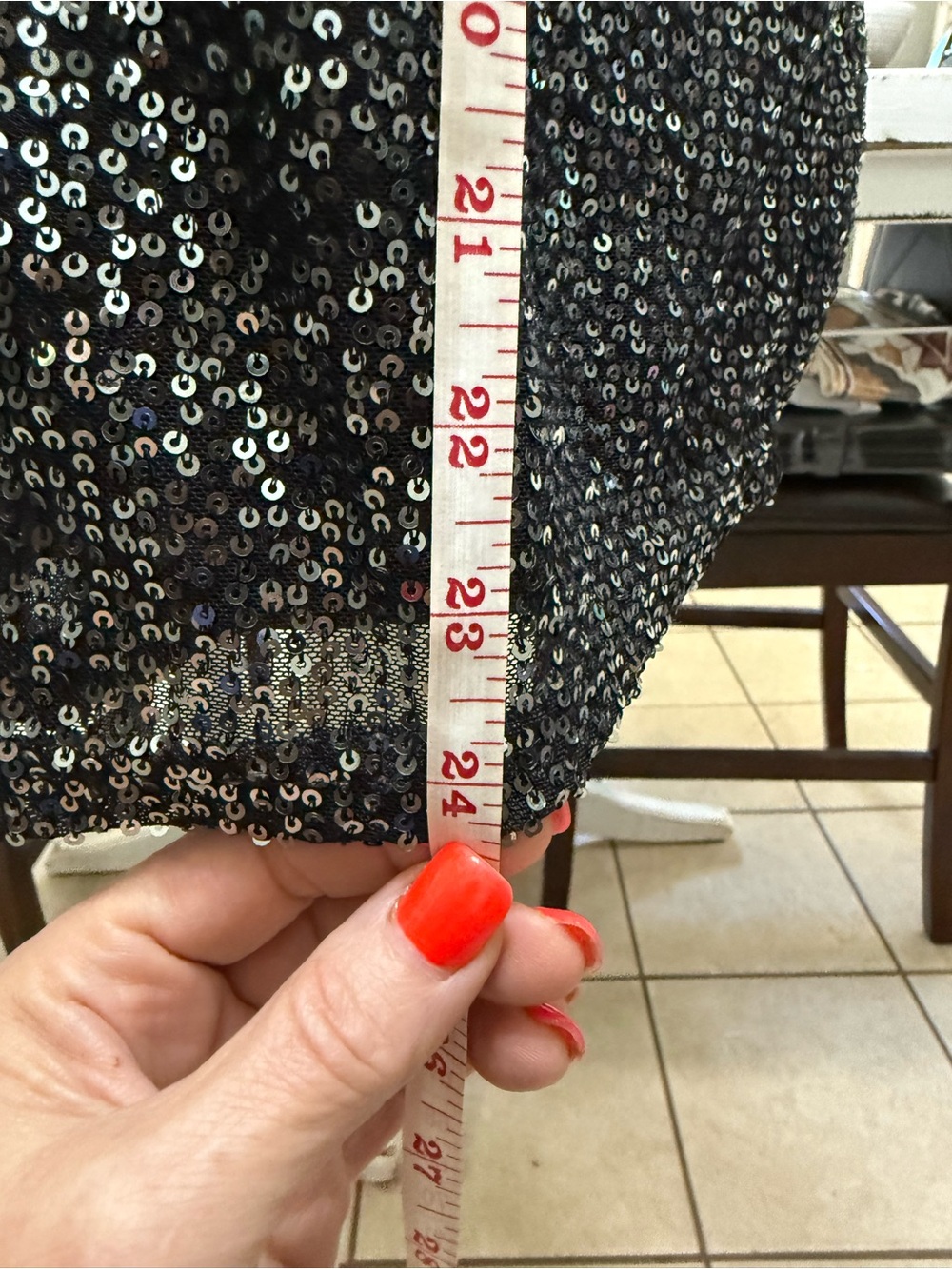 Sequin Short Sleeve Blouse — Black - Picture 7 of 7